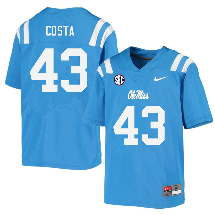 Caden Costa Ole Miss Rebels NCAA Men's Powder Blue #43 Stitched Limited College Football Jersey MOS2158LX